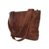 Mirelle Genuine Leather Classic Shopper Handbag - Small - Pecan Brown