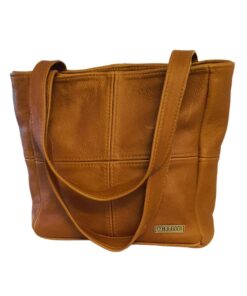 Mirelle Genuine Leather Classic Shopper Handbag - Small - Tan