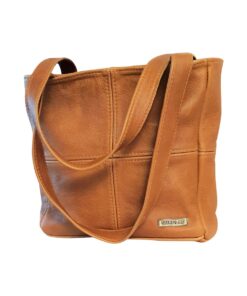 Mirelle Genuine Leather Classic Shopper Handbag - Tan