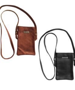 Mirelle Leather Cellphone Crossbody Bag - Combo - Pecan & Black