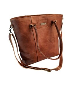 Mirelle Leather Classic Tote Handbag - Pecan Brown
