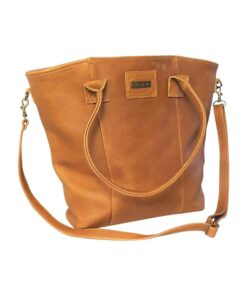 Mirelle Leather Classic Tote Handbag - Tan