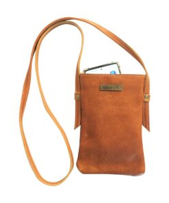 MIRELLE Women's Leather Crossbody Cellphone Sling Bag - Tan