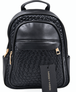Missy Missi Braided Leather Backpack - Black