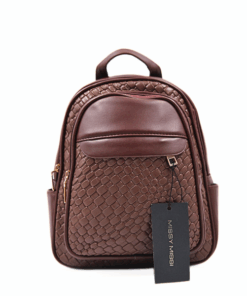 Missy Missi Braided Leather Backpack - Brown
