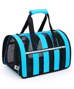 MLEM Light Pet Travel Bag Foldable Breathable Mesh Dog and Cat Carrier - Blue, Black