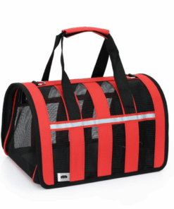 MLEM Light Pet Travel Bag Foldable Breathable Mesh Dog and Cat Carrier - Red, Black