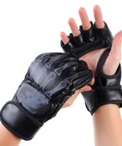 MMA Gloves - Mixed Martial Art Half Finger Boxing Combat Gloves - Skeleton