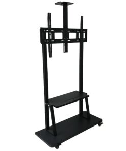 Mobile Floor TV Mount Stand Trolley Cart 2 Shelves with Wheels for 60-100"