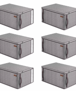 Modern 60L Heavy Duty Storage Bag with Zip Closure - 6 Pack