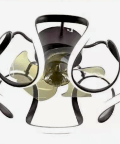 Modern Black Cage Ceiling Fan LED Light With Remote Control - 7505