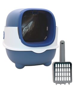 Modern Cat Litter Box, Closed Toilet - Blue