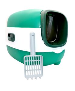 Modern Cat Litter Box, Closed Toilet - Green