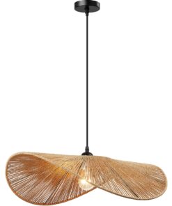 Modern Organic Shaped Paper String Pendant - PEN865 Natural