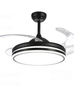 Modern Retractable Black Ceiling Fan Light-MRUL