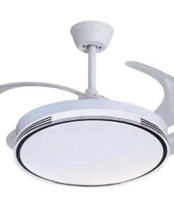 Modern Retractable White Ceiling Fan with Lights 099 -JNC