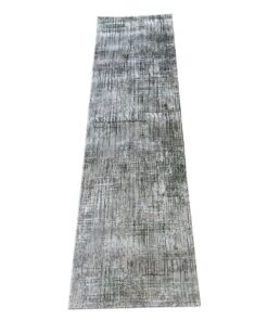 Modern Striped Silvery Green & Cream Runner - Rug - 300 x 80 cm