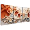 Modern Swirl Teracotta 3 Piece Abstract Canvas Wall Art Deco