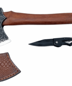 Mohawk Axe with 280mm Rosewood Handle and Leather Sheath & Skeleton P/Knife
