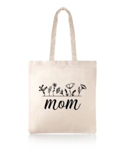 Mom Wildflower Mother's Day Cotton Shopper Tote Bag