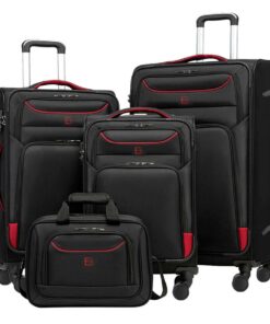 Monaco Elegant Soft Luggage Set with 360 Wheels & TSA Lock - 4 Piece - Ferra Red