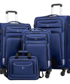 Monaco Elegant Soft Luggage Set with 360 Wheels & TSA Lock - 4 Piece - French Wild Blue