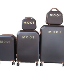 MOOI 5-Piece ABS Luggage Set-Durable, Charcoal, Spinner Wheels, with Cases