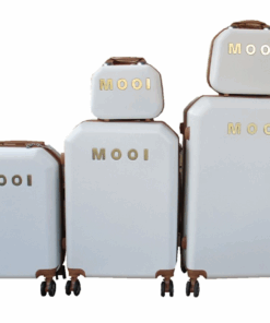 MOOI 5-Piece White ABS Luggage Set with TSA Lock and Spinner Wheels
