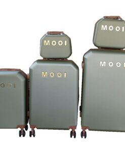 MOOI ABS Luggage Set - Olive Green, Locks, 360 Spinner Wheels, 5 Pieces