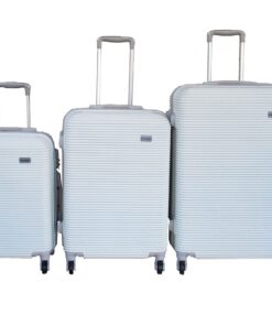 Mooistar - ABS Luggage Set - 3 Piece - White - Ribbed Design - TSA Locks