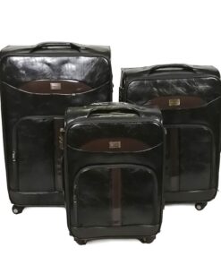 Mooistar Set of 3 PU Leather Travel Suitcases 28'24'22'inch-Black