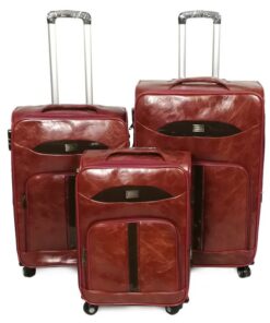 Mooistar Set of 3 PU Leather Travel Suitcases 28'24'23'inch-Red