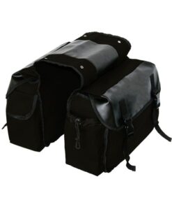 Motorcycle Canvas Saddle Bag Bicycle Bike Rear Seat Bags Equine Back Pack - Black