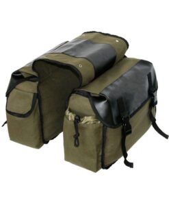 Motorcycle Canvas Saddle Bag Bicycle Bike Rear Seat Bags Equine Back Pack - Green