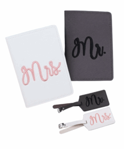 Mr & Mrs Embroidered Passport/Luggage Tag Set
