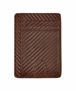 MTVN -Slim Minimalist Carbon Fiber Weave RFID Blocking Leather Wallet - Dark Brown