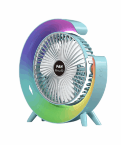 Multi-Colour Rechargeable Desktop Fan - Blue