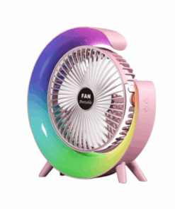 Multi-Colour Rechargeable Desktop Fan - Pink