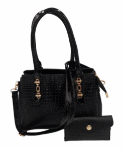 Multi-Compartment Satchel Handbag for Women Ladies Shoulder Crossbody Bags - Black