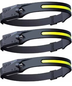 Multi-function LED Rechargeable Head Lamp - Black - Set of 3
