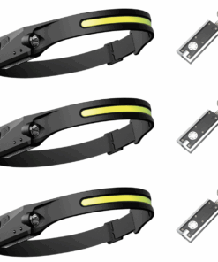 Multi-function LED Rechargeable Head Lamp & Keyring Torch - 3 Pack