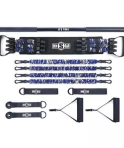 Multi-Functional Adjustable Resistance Band with Bar - Blue - 48 kg