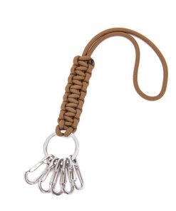 Multi-functional Keychain Rope Key Storage Ring for Outdoor - Brown