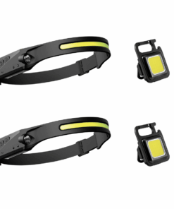 Multi-functional LED Rechargeable Head Lamp +LED Key Torch - 2 Pack