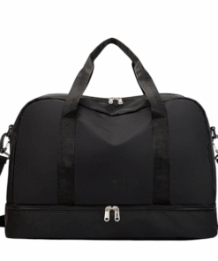 Multi-Functional Travel Duffle Bag With Shoe Compartment - Black