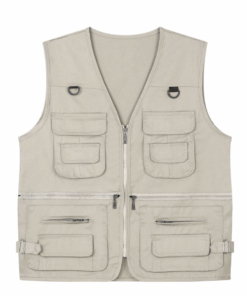 Multi Pocket Breathable Vest Coat - cream - M