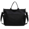 Multi-Pocket Tote Bag With Adjustable Strap And Dual Handles - Black