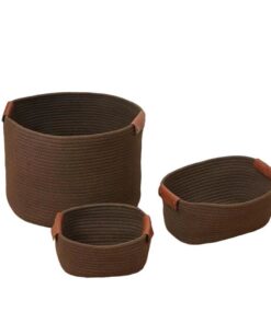 Multi-Size Woven Rope Household Storage Bags Deco Storage Basket, Setof 3 - Brown