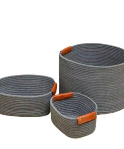Multi-Size Woven Rope Household Storage Bags Deco Storage Basket, Setof 3 - Grey