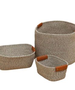 Multi-Size Woven Rope Household Storage Bags Deco Storage Basket, Setof 3 - Khaki